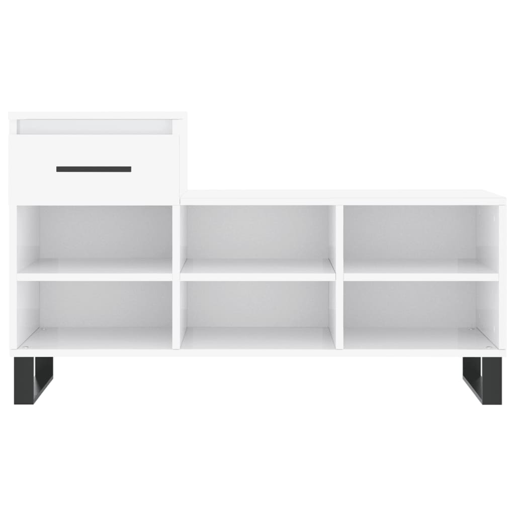 Shoe Cabinet High Gloss White 102x36x60 cm Engineered Wood