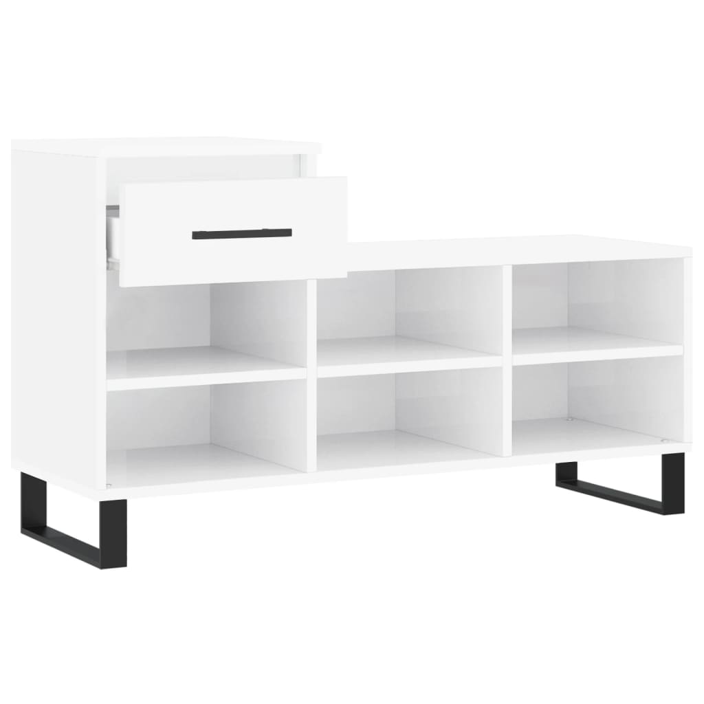 Shoe Cabinet High Gloss White 102x36x60 cm Engineered Wood