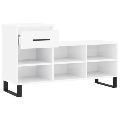 Shoe Cabinet High Gloss White 102x36x60 cm Engineered Wood