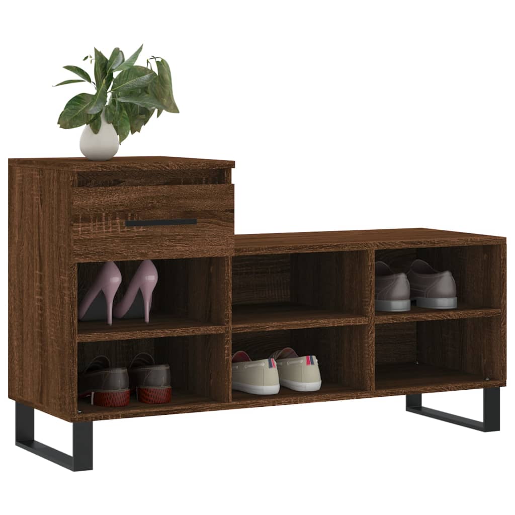 Shoe Cabinet Brown Oak 102x36x60 cm Engineered Wood