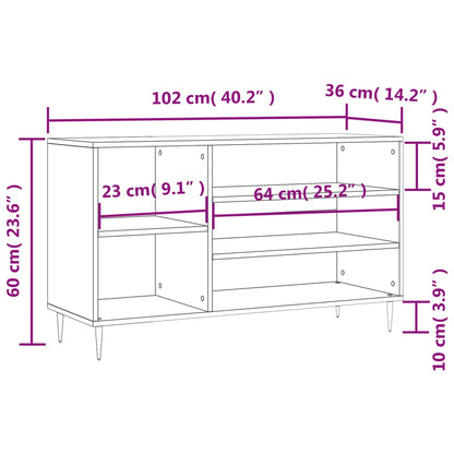 Shoe Cabinet White 102x36x60 cm Engineered Wood