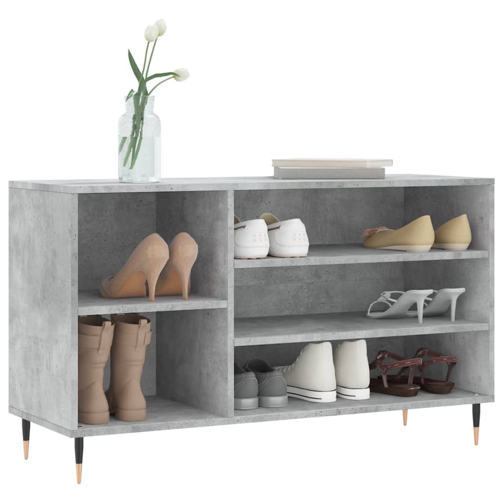 Shoe Cabinet Concrete Grey 102x36x60 cm Engineered Wood