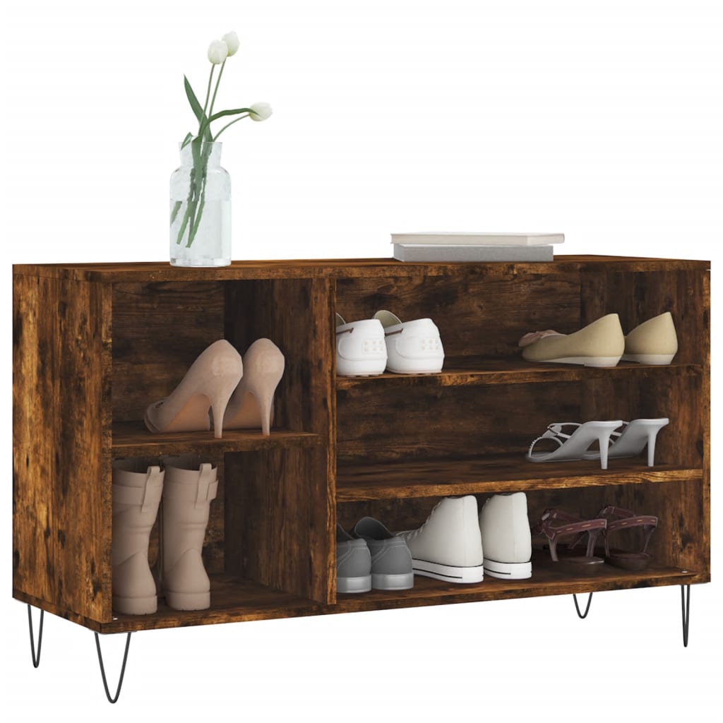 Shoe Cabinet Smoked Oak 102x36x60 cm Engineered Wood