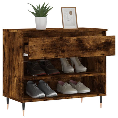 Shoe Cabinet Smoked Oak 70x36x60 cm Engineered Wood