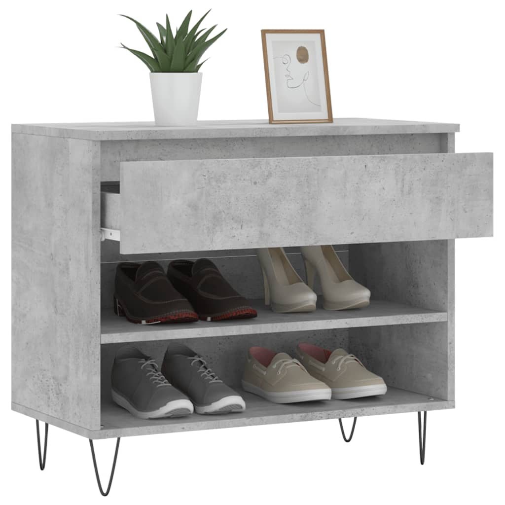 Shoe Cabinet Concrete Grey 70x36x60 cm Engineered Wood