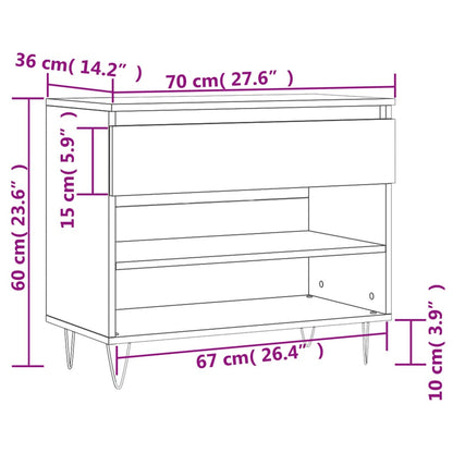 Shoe Cabinet Concrete Grey 70x36x60 cm Engineered Wood