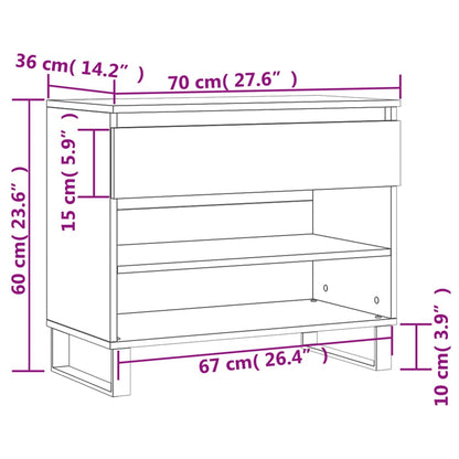 Shoe Cabinet Sonoma Oak 70x36x60 cm Engineered Wood