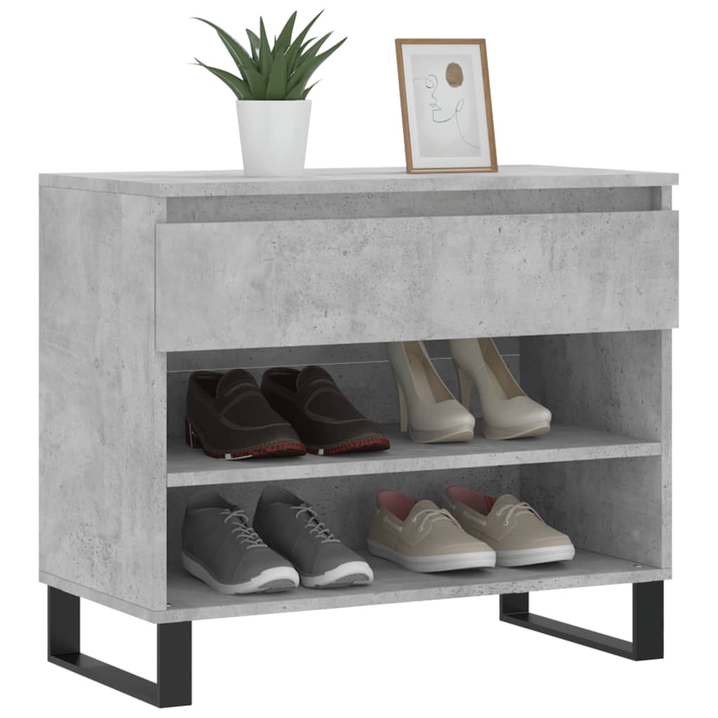 Shoe Cabinet Concrete Grey 70x36x60 cm Engineered Wood