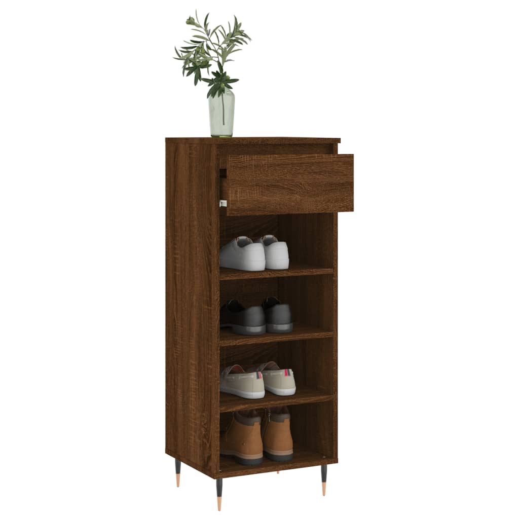 Shoe Cabinet Brown Oak 40x36x105 cm Engineered Wood