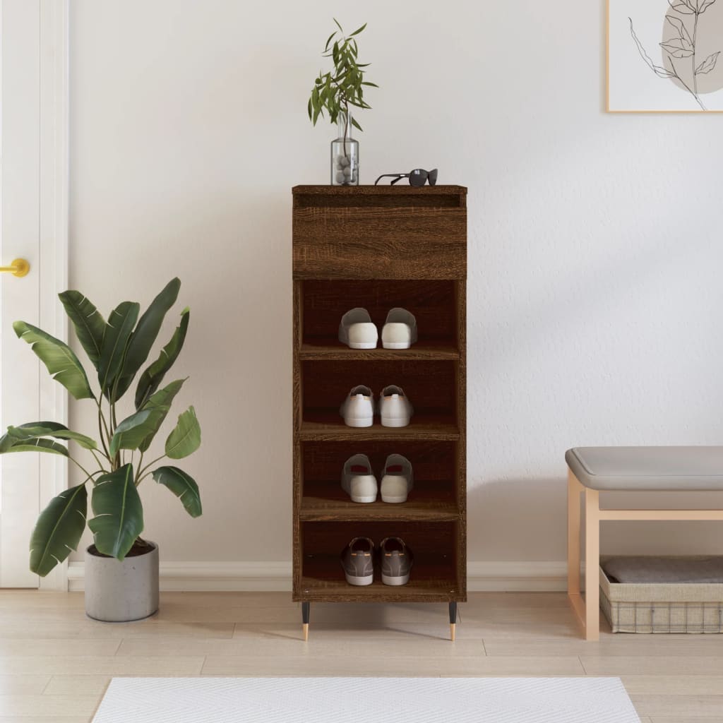 Shoe Cabinet Brown Oak 40x36x105 cm Engineered Wood