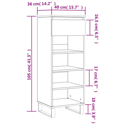 Shoe Cabinet Grey Sonoma 40x36x105 cm Engineered Wood