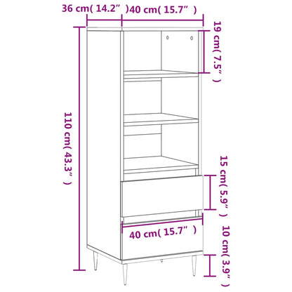 Highboard White 40x36x110 cm Engineered Wood