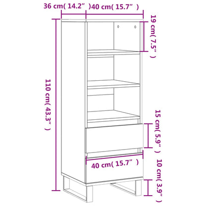 Highboard Black 40x36x110 cm Engineered Wood