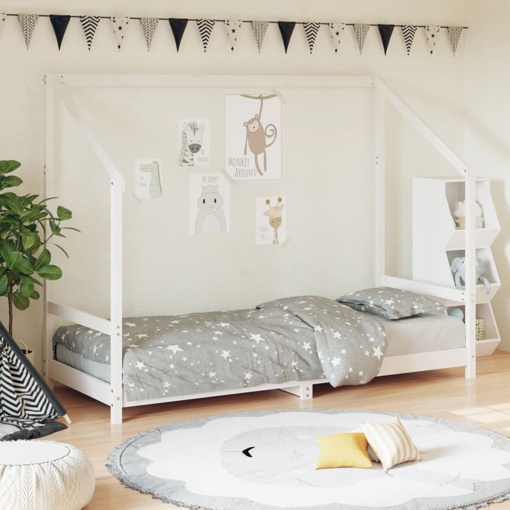 Kids Bed Frame White 80x200 cm Solid Wood Pine