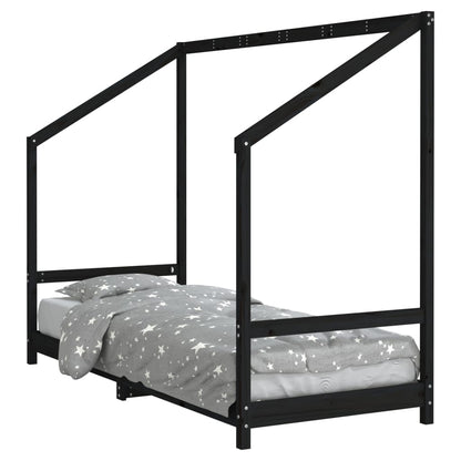 Kids Bed Frame Black 80x200 cm Solid Wood Pine