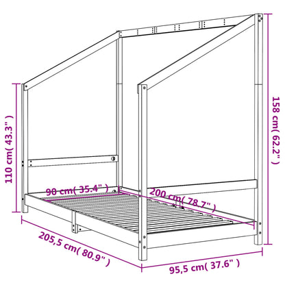 Kids Bed Frame White 90x200 cm Solid Wood Pine