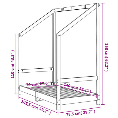 Kids Bed Frame 70x140 cm Solid Wood Pine