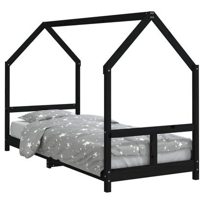 Kids Bed Frame Black 80x200 cm Solid Wood Pine