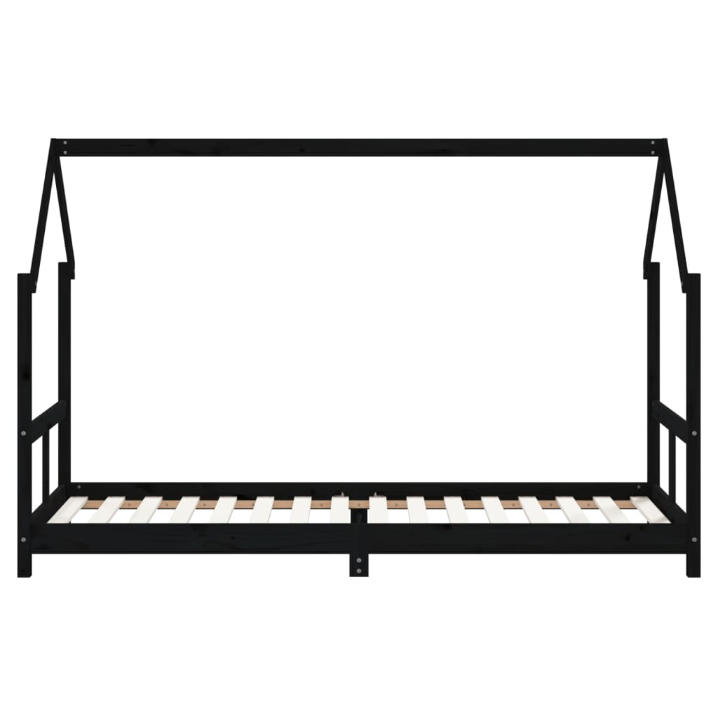 Kids Bed Frame Black 80x200 cm Solid Wood Pine