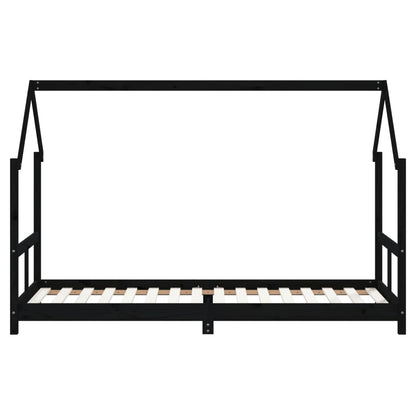 Kids Bed Frame Black 80x200 cm Solid Wood Pine