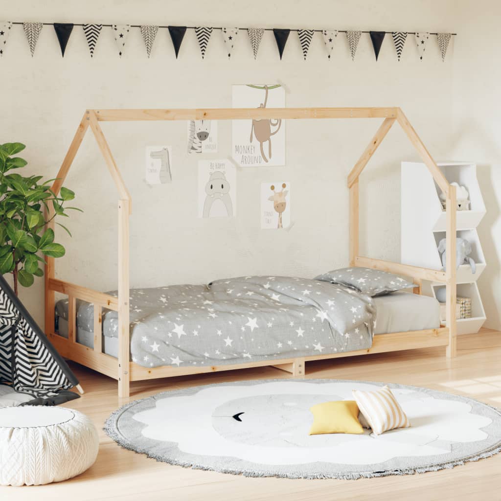 Kids Bed Frame 90x200 cm Solid Wood Pine