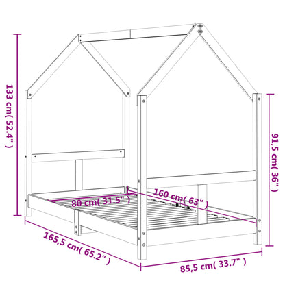 Kids Bed Frame White 80x160 cm Solid Wood Pine