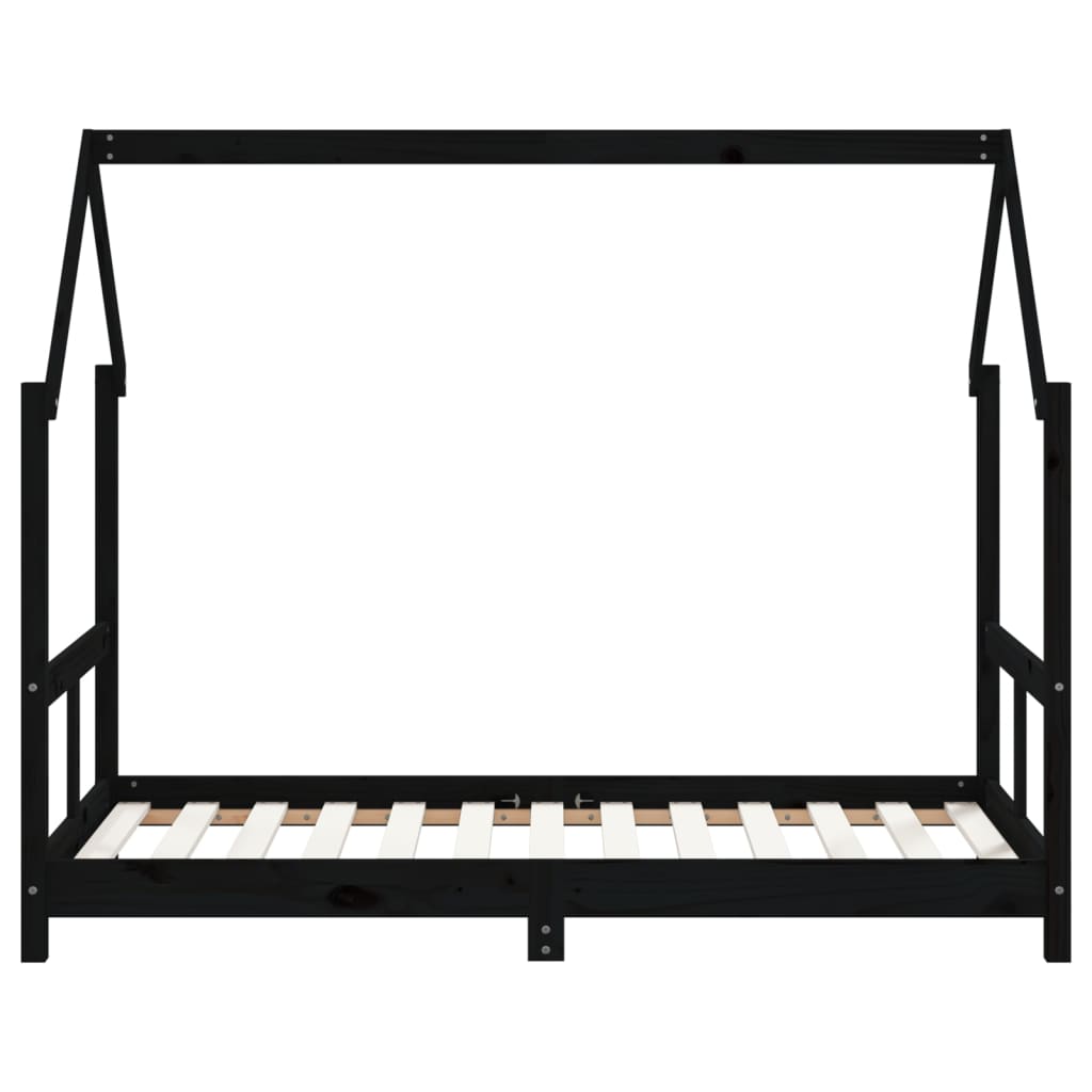 Kids Bed Frame Black 80x160 cm Solid Wood Pine