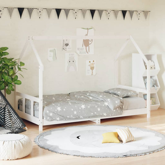 Kids Bed Frame White 90x190 cm Solid Wood Pine