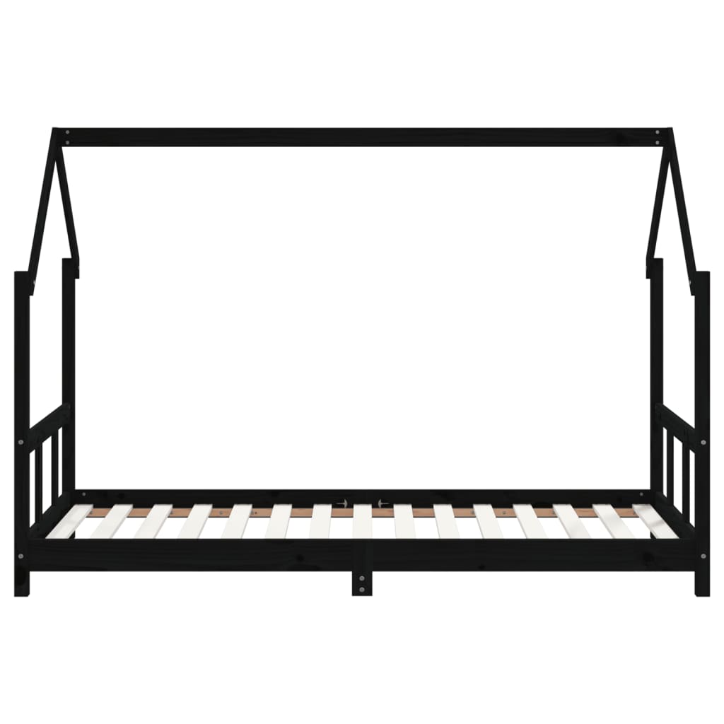 Kids Bed Frame Black 90x190 cm Solid Wood Pine