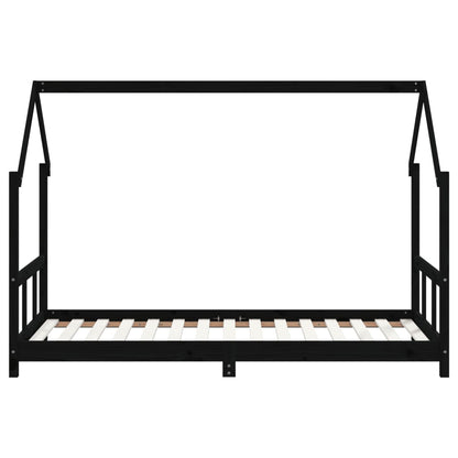 Kids Bed Frame Black 90x190 cm Solid Wood Pine