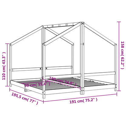 Kids Bed Frame 2x(90x190) cm Solid Wood Pine