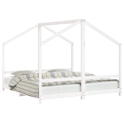 Kids Bed Frame White 2x(90x190) cm Solid Wood Pine