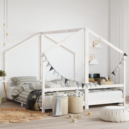 Kids Bed Frame White 2x(90x190) cm Solid Wood Pine