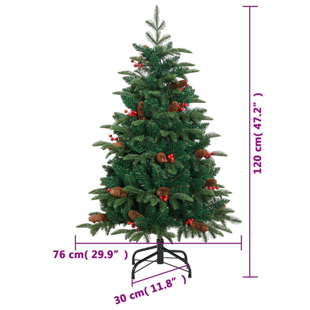 Artificial Hinged Christmas Tree with Cones and Berries 120 cm