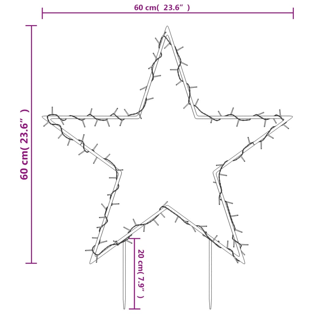 Christmas Light Decoration with Spikes Star 80 LEDs 60 cm