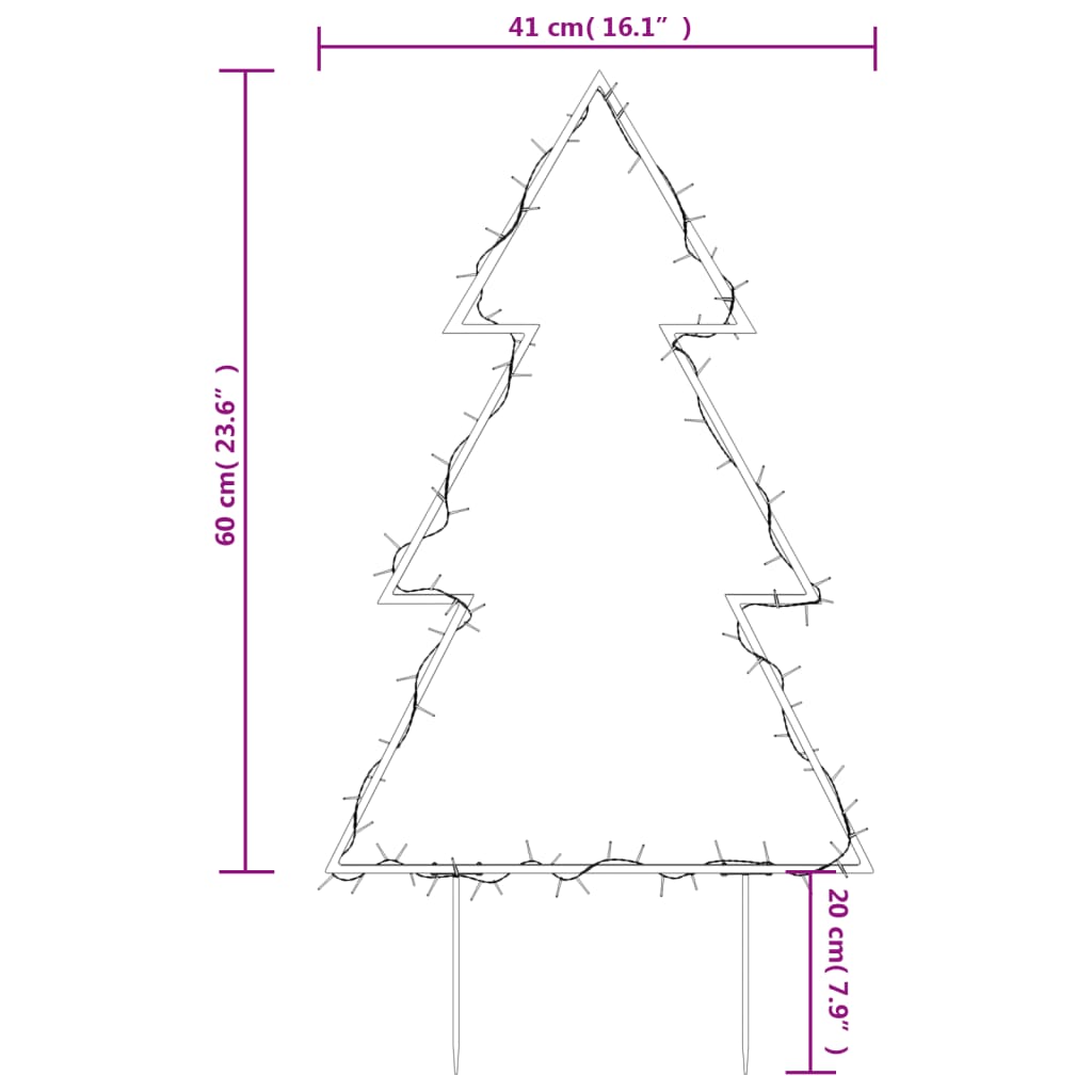 Christmas Light Decoration with Spikes Tree 80 LEDs 60 cm