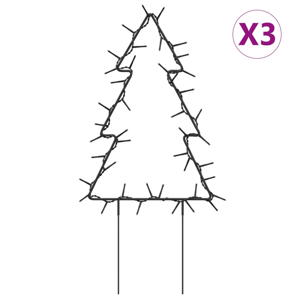 Christmas Light Decorations with Spikes 3 pcs Tree 50 LEDs 30 cm