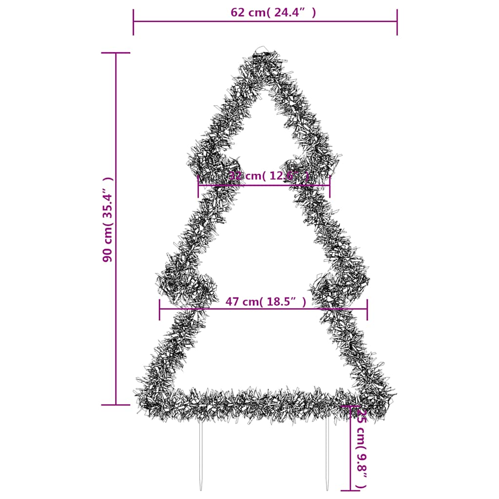 Christmas Light Decoration with Ground Spikes Tree 115 LEDs 90 cm