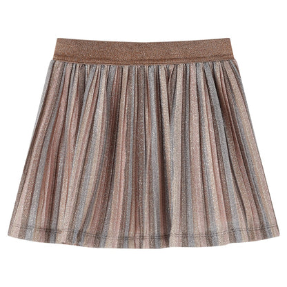 Kids' Pleated Skirt with Glitters Brown and Pink 116