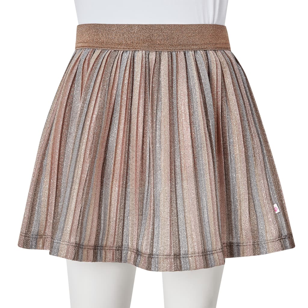 Kids' Pleated Skirt with Glitters Brown and Pink 116