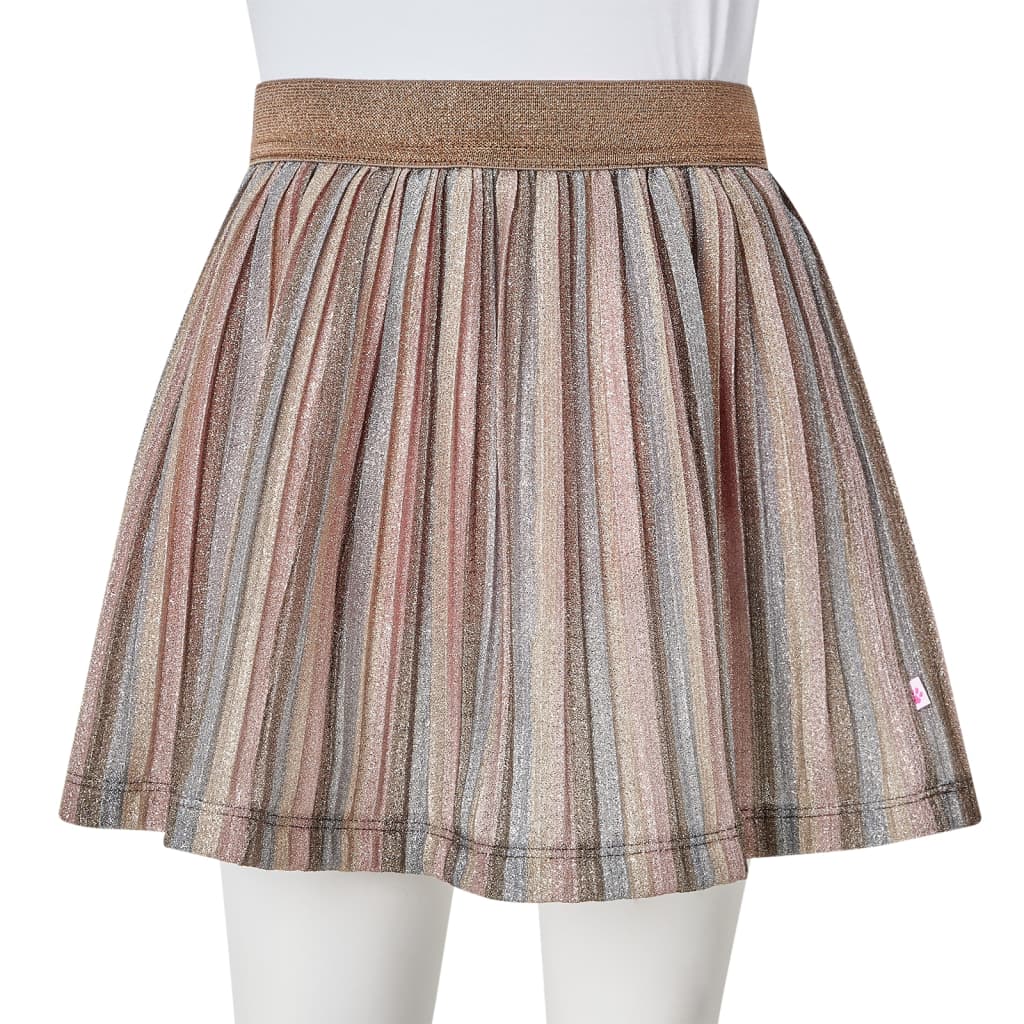 Kids' Pleated Skirt with Glitters Brown and Pink 128