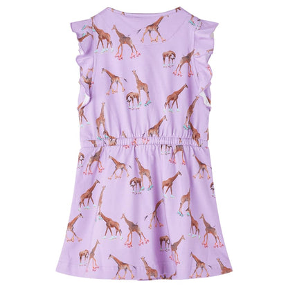 Kids' Dress with Ruffle Sleeves and Drawstring Lila 104