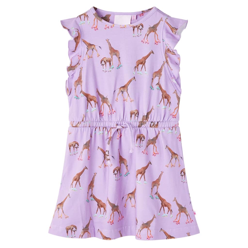 Kids' Dress with Ruffle Sleeves and Drawstring Lila 116