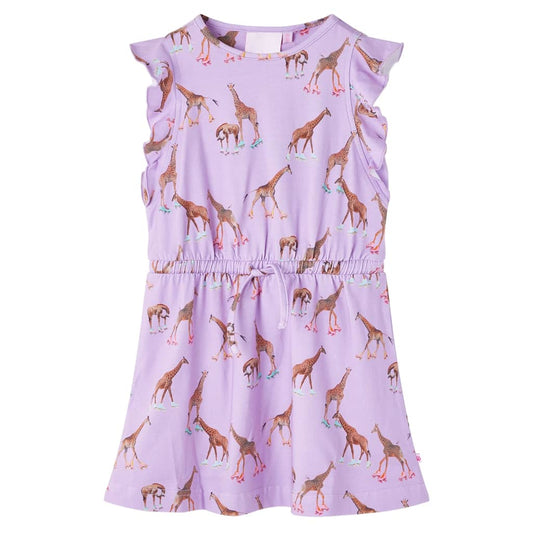 Kids' Dress with Ruffle Sleeves and Drawstring Lila 140