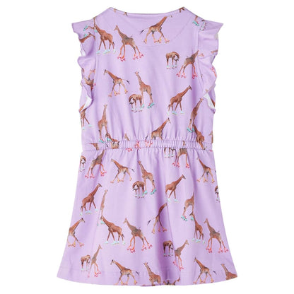 Kids' Dress with Ruffle Sleeves and Drawstring Lila 140