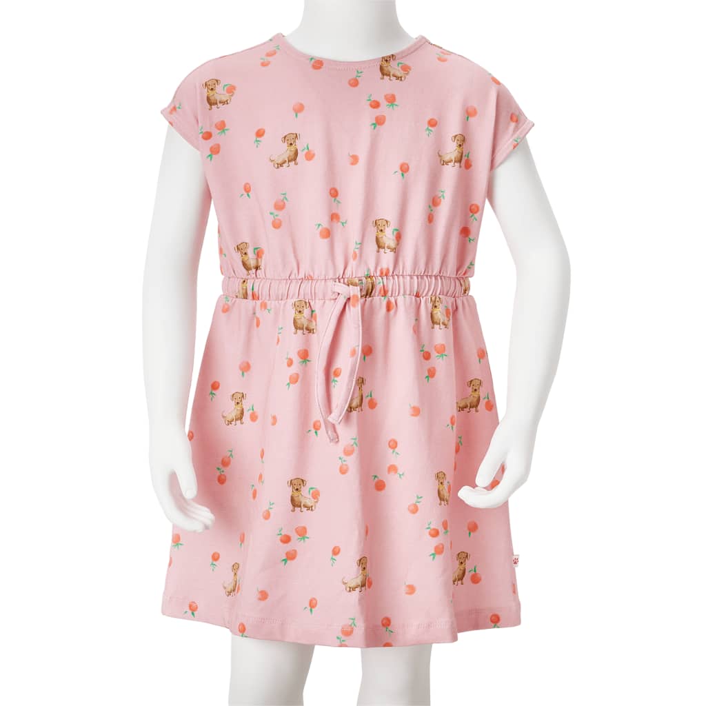 Kids' Dress with Drawstring Light Orange 128