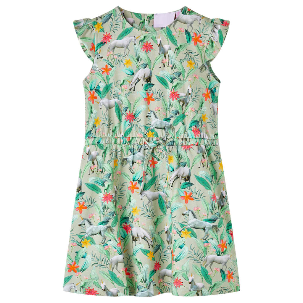 Kids' Dress with Flying Sleeves Light Khaki 116