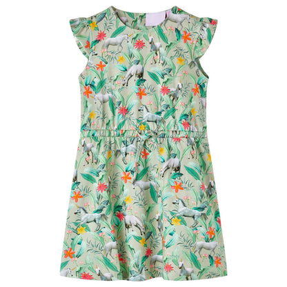 Kids' Dress with Flying Sleeves Light Khaki 140