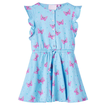 Kids' Dress with Buttons Sleeveless Blue 140