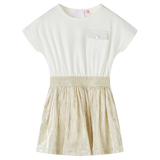 Kids' Dress with Short Sleeves Ecru 92